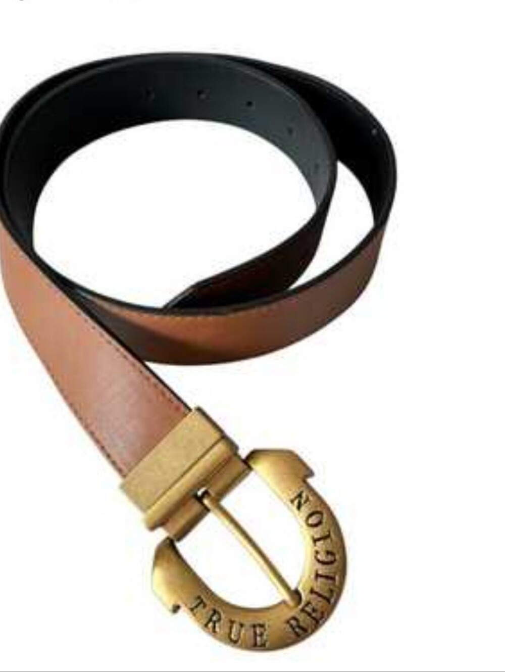 NWOT True Religion Reversible Brown Black With Gold Hardware Belt